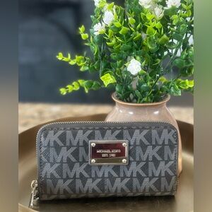 Michael Kors Balck and Gray Long Logo Wallet